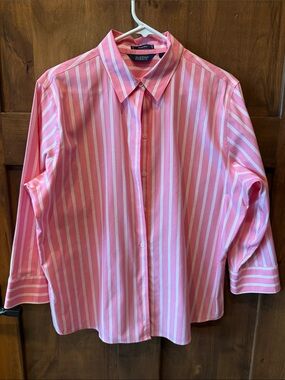 Austin Reed Pink and White Striped Button-Down Shirt